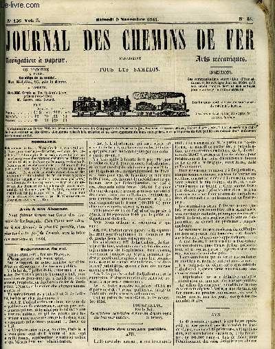 JOURNAL DES CHEMINS DE FER 3e ANNEE N 136 - Ordonnance du Roi, Rachat par une compagnie des travaux excuts par l'Etat sur le chemin de fer de Paris en Belgique, Encore le national et les chemins de fer, Chemins de fer de Cette, d'Orlans a Vierzon