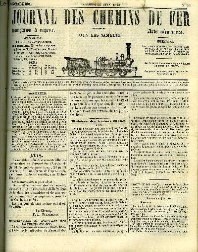 JOURNAL DES CHEMINS DE FER 4e ANNEE N 169 - Expos des motifs et projet de loi relatifs au chemin de fer de Bordeaux a Cette et a l'embranchement de Castres sur ce chemin, Chemin de fer du Nord (Rapport, discussion et vote a la Chambre des pairs)