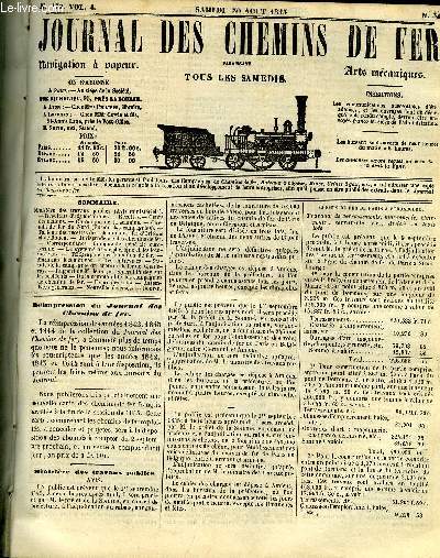 JOURNAL DES CHEMINS DE FER 4e ANNEE N° 178 - Chemin de fer du Nord (fusion de... - Afbeelding 1 van 1