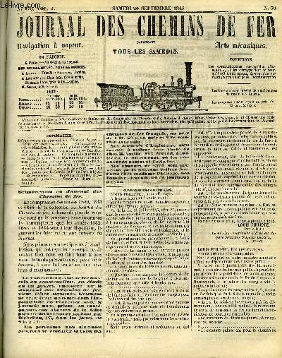 JOURNAL DES CHEMINS DE FER 4e ANNEE N 181 - Rimpression du Journal des chemins de fer, Carte des chemins de fer, Ordonnances du Roi, Rsultats d'adjudication, Compagnie du Nord (rpartition et remboursement), Fusion, adjudication, concession directe