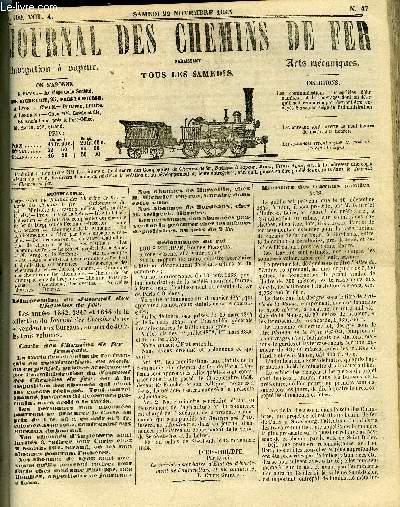 JOURNAL DES CHEMINS DE FER 4e ANNEE N 190 - Prfecture de la Seine, Rsultats d'adjudication, Statuts des compagnies des chemins de fer de Dieppe et de Fcamp, Du remboursement a faire par les compagnies runies, De la concurrence en matire