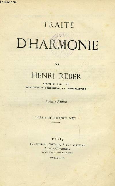 TRAITE D'HARMONIE - SIXIEME EDITION