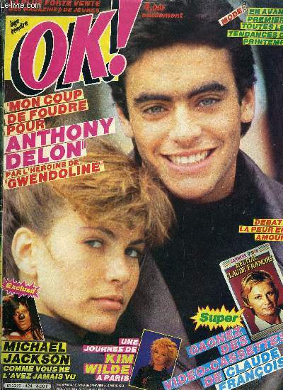 Ok ! Age tendre n 424 - Kim Wilde, Richard Cocciante, John Moulder Brown, Cher Ok, Anthony Delon et Tawny Kitaen, Marc Tobaly, Michael Jackson