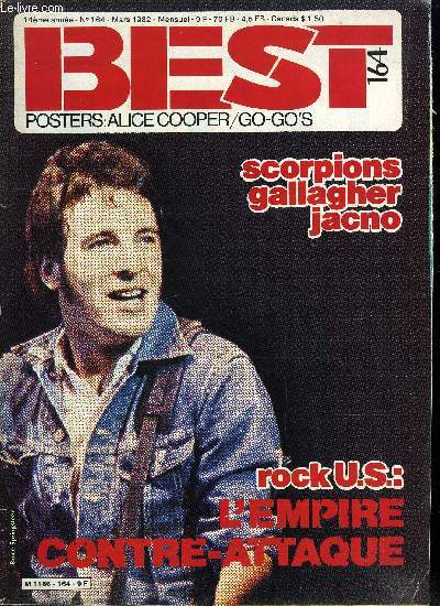 BEST N 164 - In the city, Soul Brother, Around & around, La neige tait sale, Life in the European Theatre, Francis Dordor, Jacno, Michel Embareck, Scorpions par Herv Picart, Rock U.S., Nerves - Paul Collins Beat - Plimsouls, Rory Gallagher