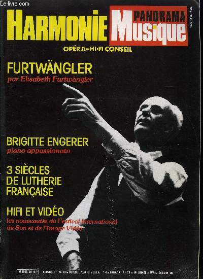 HARMONIE - PANORAMA MUSIQUE N 30 - Brigitte Engerer, Un orchestre de contrebasses, Brahms et la Chapelle Royale, Chopin a Paris, La bataille de Tannhuser, Wilhelm Furtwangler, Trois sicles de lutherie franaise, Robert Fontaine, une clarinettiste