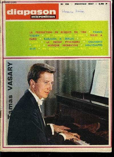 DIAPASON N 114 - Tamas Vasary, La musique par le disque, Disques classiques, Sries conomiques, Karajan a Berlin, Solti a Paris, Revue de presse trangre, Informations, Midem, etc