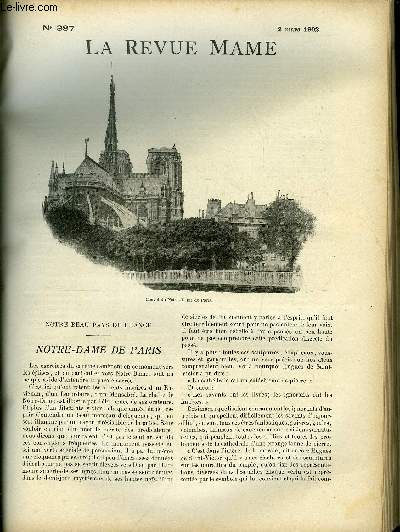 LA REVUE MAME N 387 - Notre-dame de Paris par Henri Guerlin, Nos petites annonces, Le stand de Monaco par le comte de Mirabal, Surcourf par Grard de Beauregard, Enfants d'Apollon par Georges d'Esparbs, Fille de Preux (suite) par Jean Gutary, La ligue