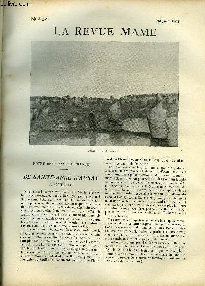 LA REVUE MAME N 404 - De Sainte-Anne d'Auray a Carnac par Henri Guerlin, La rception de M. le marquis de Vogu a l'acadmie franaise par le marquis de vogu, En Tunisie par Gaston Vuillier, Pote et roi par Simon Toullannes