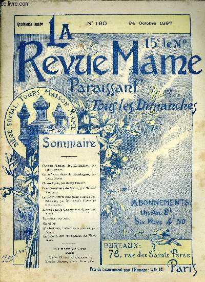 LA REVUE MAME N 160 - Claude Tapart feuilletoniste par Jean Drault, La cabane dans la montagne par Victor Hugo, Les chevaliers de Malte par Maurice Maindron, La rvolution franaise vue de l'tranger par le marquis Costa de Beauregard, L'vad