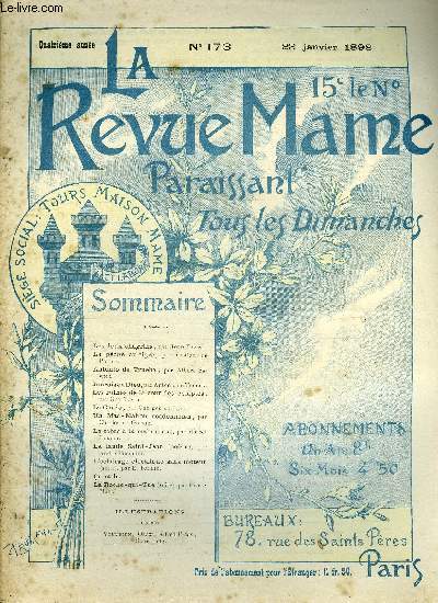 LA REVUE MAME N 173 - Les deux chagrins par Ren Bazin, La pche au tigre par Gaston de Prades, Antonio de Trueba par Albert Savine, Je crois en Dieu par Antonio de Trueba, Les ruines de la cour des comptes par Guy Tomel, La corde par Georges de Lys