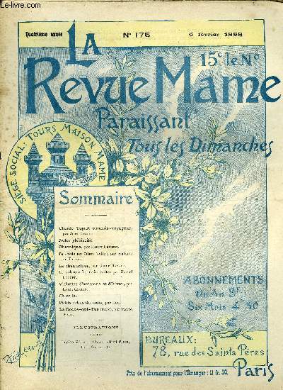 LA REVUE MAME N 175 - Claude Tapart commis-voyageur par Jean Drault, Je crois en Dieu (suite) par Antonio de Trueba, La chandeleur par Oscar Havard, Le sabre a la main (suite) par Marcel Luguet, Violettes d'automne et d'hiver par Henri Coupin