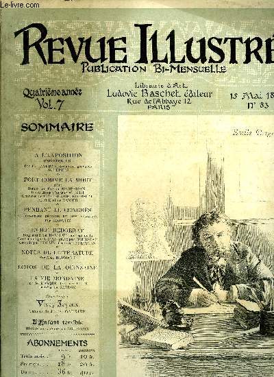 REVUE ILLUSTREE N 83 - Extrait d'un journal d'hier par Henri Lavedan, Fort comme la mort - VI. par le masque de velours, Pendant le congrs, Un chapitre dtach de mes mmoires par Blowitz