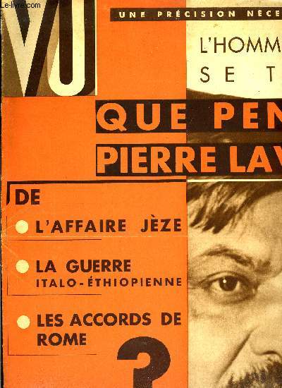 VU N 415 - La question du jour : que pense M. Lava de l'affaire Jze, De la guerre italo-ethiopienne, et des accords de Rome, Le verre qui tue, Une grande exposition, le retour de Maurice Utrillo, Les mmoires de J. Condon,II. Dans l'ombre d'un cimetire