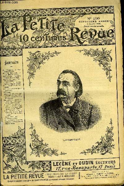 LA PETITE REVUE N 190 - Lapommeraye par Ch. Normand, Ma douce (suite) par Gustave Toudouze, L'exposition de Chicago par Paul Blaise, Carillonnette par Francisque Lince, Alchimistes fin de sicle par G. Vitoux, La pluie a volont par X