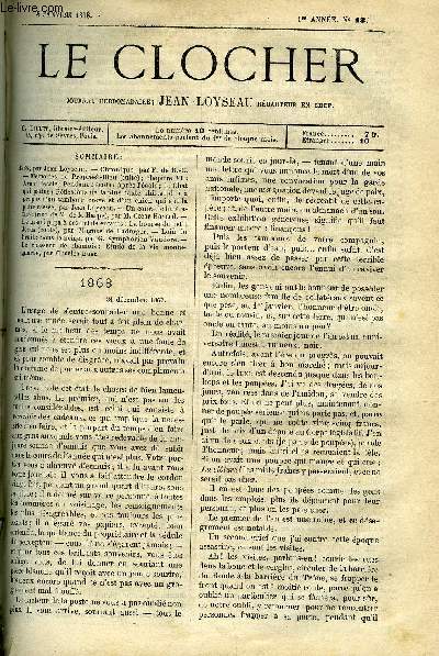 LE CLOCHER N 13 - 1868 par Jean Loyseau, Mmoires de Propre a Rien (suite), chapitre VI : avant l'cole, pendant l'cole, aprs l'cole, le Chat qui patine, Rflexions de la plus haute philosophie a propos d'un tambour crev et d'un chien