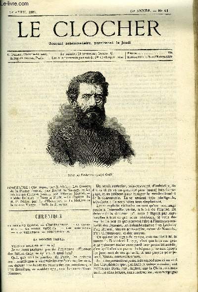 LE CLOCHER N 41 - Les crimes de la plume (suite) par Raoul de Navery, Le diable au Cabaret (suite) par Etienne Marcel, L'abb Debaize, Dans la fort, Le carme du R.P. Didon par L. d'Estampes