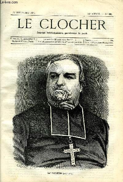 LE CLOCHER N 26 - Les Dunes et Brisk-Gale (suite) par Malraison de Rulins, Le peintre a la violette (suite) par Thrse Alphonse Karr, Une dputation populaire par Marie Flicie Testas, Catherine (suite) par D. de Boden, Mgr Paulinier, archevque