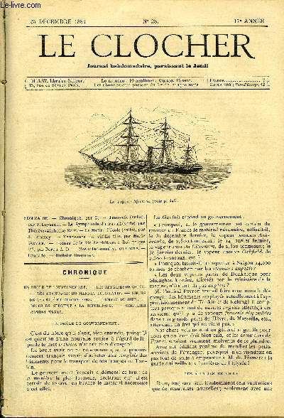 LE CLOCHER N 28 - Jenovefa (suite) par J. Loyseau, La symphonie du travail (suite) par Thrse Alphonse Karr, Le maitre d'cole (suite) par J. Barancy, Vengeance de vieille fille par Marie Gervais, Scnes de la vie de chateau : roi malgr lui par Baron