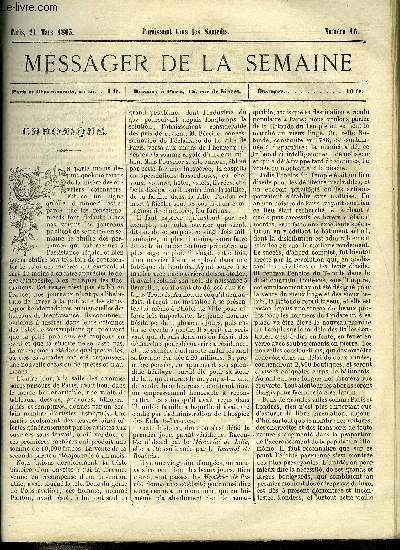 LE MESSAGER DE LA SEMAINE N 16 - Confrences prches a Notre Dame de Paris par le R.P. Flix, Pie IX par Thrse Alphonse Karr, L'abb Jean Marie de la Mennais VI. par G. de Cadoudal