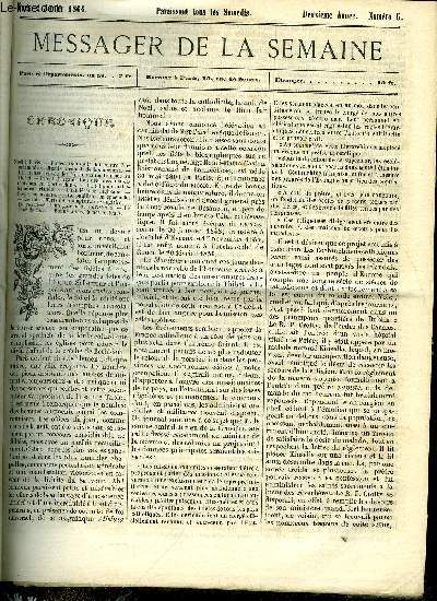 LE MESSAGER DE LA SEMAINE N 5 - La France pittoresque (suite) par E. de Toytot, Sainte Genevive par Thrse Alphonse Karr, Franklin IX. par G. de Cadoudal, Pour l'enfant Jsus s'il vous plait par B. Poujoulat