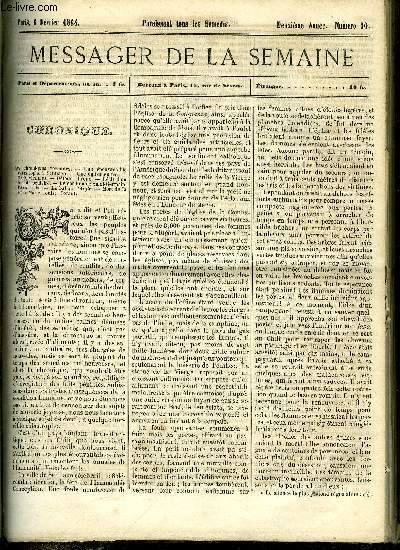 LE MESSAGER DE LA SEMAINE N 10 - Les saltimbanques historiques (suite) par Victor Fournel, La famille Christmann (suite et fin) par Henri Galleau, La France pittoresque (suite) par E. de Toytot