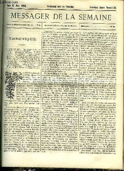 LE MESSAGER DE LA SEMAINE N 28 - Deuxime assemble gnrale des catholiques a Malines, Impressions de M. Nicolas Bergasse au salon de 1864 (suite) par Attale du Cournau, La glorieuse IX. par Znade Fleuriot, Les voyageurs pour rire ou les voyageurs