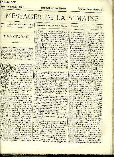 LE MESSAGER DE LA SEMAINE N 50 - Une excursion a Compigne (suite) IV. par Antonin Rondelet, Fables par C. Jacquier, Jeanne Marie (suite et fin) par Raoul de Navery, Notre dame de Boulogne sur Mer (suite) par Thrse Alphonse Karr