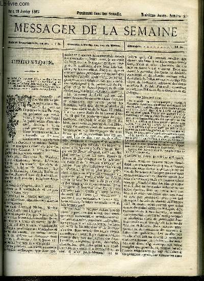 LE MESSAGER DE LA SEMAINE N 8 - Confrences sur la question des tmoignages donnes par le R.P. Monsabr, Paris ancien et nouveau, quartier St Jacques la Boucherie par P.C., Grandeur et dcadence de mon ami Durand (suite) par Edmond Gurard, Simple