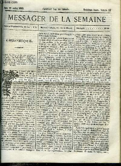 LE MESSAGER DE LA SEMAINE N 34 - Le petit casseur d'assiettes par Elzar Ortolan, Agriculture, histoire d'une ferme normande (suite) par le baron de Montreuil, Suzanne David par F. de Silva