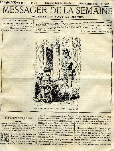LE MESSAGER DE LA SEMAINE N 1013 - Un joyeux carnaval par Marie Guerrier de Haupt, Garibaldi et l'expdition de l'Est par Michel Cornudet, Le mystre de Chelsea (fin) par Mme S. d'Hermerel