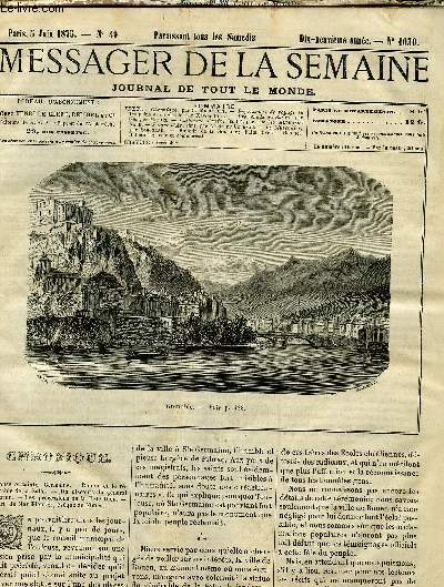 LE MESSAGER DE LA SEMAINE N 1030 - Impressions de voyage en Dauphin et en Savoie par Xavier Roux, Promenade au Salon par Georges Michel, Catherine Tresize (suite) par Thrse Alphonse Karr, Jeanne d'Arc (fin) par Attale du Cournau, Le muscadier