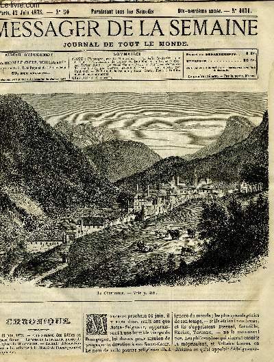 LE MESSAGER DE LA SEMAINE N 1031 - La belle jardinire par J.O.J., Impressions de voyage en Dauphin et en Savoie (suite) par Xavier Roux, Le commerce des fleurs a Paris, Catherine Tresize (suite) par Thrse Alphonse Karr, La carotte par Paul Gey