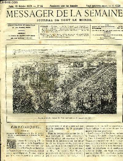 LE MESSAGER DE LA SEMAINE N 1258 - Muette d'Orvault par Gabrill d'Ethampes, Les travaux de l'glise du Sacr Coeur a Montmartre par Lucien d'Ansafray, Histoire naturelle pour tout le monde par Thrse Alphonse Karr, Les pcheurs des langunes