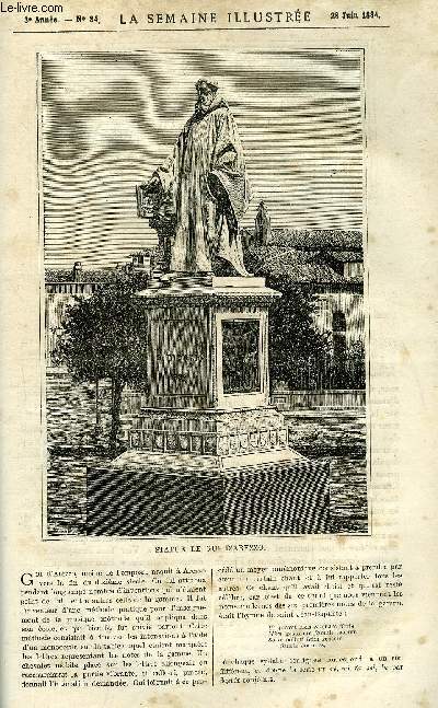 LA SEMAINE ILLUSTREE ET LE MESSAGER DE LA SEMAINE N 84 - Statue de Gui d'Arezzo, La Chine mridionale (suite), La grve des bossus (suite) par le comte R. de Maricourt, Le prince et le pauvre (suite) par Mark Twain