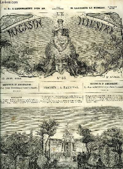 LE MAGASIN ILLUSTRE N 85 - Exposition du Havre, Le salon de 1868 par B. Chauvelot, Monuments de la France - l'abbaye de Cluny par Frdric Bernard, Le secret de famille, Le caoutchouc et la gutta-percha par P.G., Jeux de socit ou mthode d'instruction