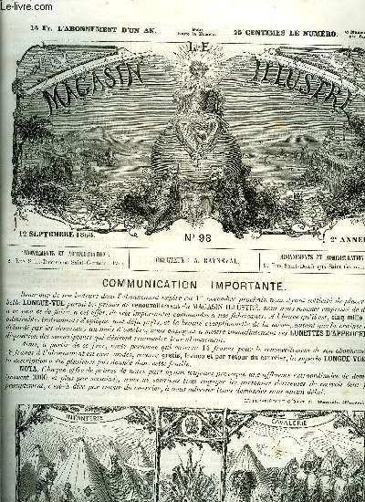 LE MAGASIN ILLUSTRE N 98 - Biographie - Alexandre Volta par Er. Guignet, Les enseignes par Hector Malot, Une anne de la vie d'une femme (suite) par Mlle Znaide Fleuriot, Bataille de Marignan par L. d'Altemont, Monaco - ses environs, ses merveilles