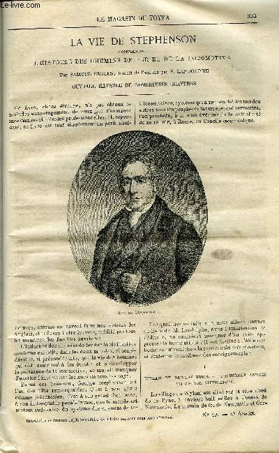 LE MAGASIN DU FOYER N 49 - La vie de Stephenson comprenant l'histoire des chemins de fer et de la locomotive par Samuel Smiles, traduit de l'anglais par F. Landolphe, Histoire de tous les peuples (suite) par C. Guenot, La fille du banquier (suite)