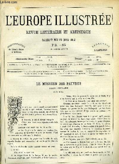 L'EUROPE ILLUSTREE N 18 - Le musicien des pauvres (suite et fin) par Eugne Moret, L'eau de Jouvence (suite) par G. de la Landelle, Le fusil maudit (suite et fin) par Philibert Audebrand, Blanche de neige, Persuasion et sduction par le vicomte de Sgur