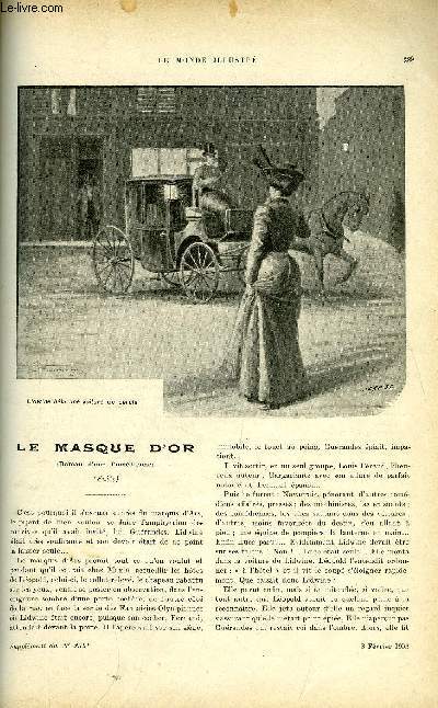 LA FEMME ET LE MONDE - SUPPLEMENT DU N 2341 - Le masque d'or (suite) par Charles Esquier, Petit carnet mondain, Prlude berceur - sonnet de M. Aug. Pinguet, Musique de M. Gustave Mouchet, Robe d'intrieur et toilette de demi-saison pour jeunes femmes