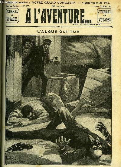 A L'AVENTURE... - JOURNAL DE VOYAGES N 57 - L'algue qui tue par R. Nivs, Le mausole d'un chef Canaque, La tempte universelle de l'an 2000 (suite) par le colonel Royet, Les tours du silence, Les navires en bouteilles par Tom Moor, Le gant