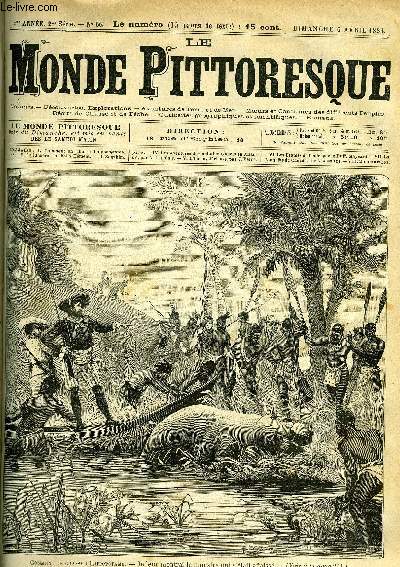 LE MONDE PITTORESQUE TOME TROISIEME N 66 - Comment on chasse l'hippopotame, La lumire par Flix Hment, Souakim (suite et fin) par S, Les aventures de capitaine Gallois en Malaisie (suite) par Armand Lapointe, L'ile mystrieuse (suite) par Jules Verne