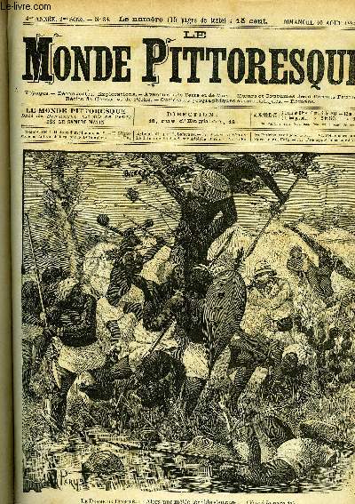 LE MONDE PITTORESQUE TOME QUATRIEME N 84 - Histoire d'un phoque par S, L'ignorance en fait de cholra par Dr Simplice, Une idylle a Tati par Fernand Lafargue, Le drame de Pimbou (suite) par Adolphe Burdo, Le roi des prairies (suite) par Lucien Biart