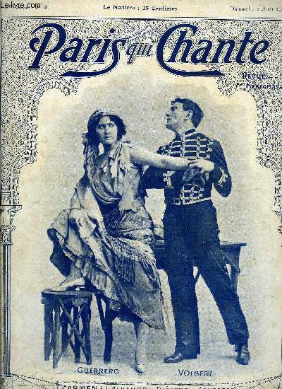 PARIS QUI CHANTE N 28 - Complainte des petits termes par Jehan Rictus, Le nez de Martin, ronde d'enfants du XVe sicle, cre par Mme Violette Dechaume, Bertin, l'homme-prote dans ses principales imitations, Les momes servatoire, imitation d'Yvette