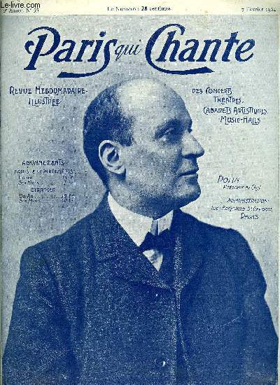 PARIS QUI CHANTE N 55 - Ah ! je l'attends, chanson de route cre par Polin, musique de Boussagol, Superbe occassion, chansonnette interprte par Berville, Mazurka parfume cre par Marcenay, musique de A. Petit, Cherchez la femme, musique de M. Lo