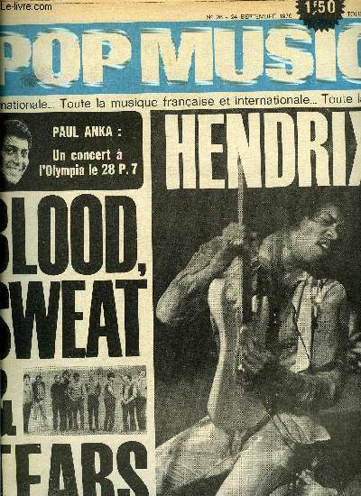 POP MUSIC N 26 - Sylvie Vartan et les Voices a l'Olympia par Benoit V. Gautier, Jimi Hendrix entre dans la lgende, BST : neuf musiciens quit ont apport une nouvelle dimension a la pop music, Un nouveau Music Hall a Paris : Le Gaumont, Le retour