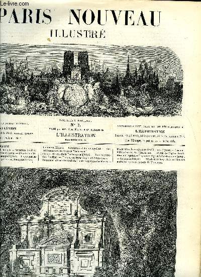 Paris nouveau illustr n 7 - Rdification de la Fontaine de Mdicis, Carrefour Soufflot, Nouvelle faade du lyce Saint Louis, L'cole des Mines, Le rond point des Champs Elyses, Les nouvelles curies de l'Empereur, Eglise Saint Franois Xavier