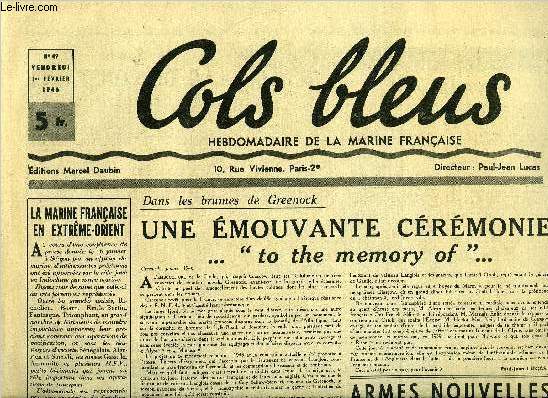 Cols bleus n° 49 - La marine française en Extrême Orient, Une émouvante cérémonie 