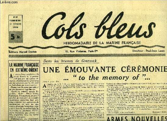 Cols bleus n 49 - La marine franaise en Extrme Orient, Une mouvante crmonie 