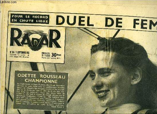 Radar n 344 - Pour le record en chute libre duel de femmes, Don Juan d'Espagne se venge en pratiquant la boxe, Au Maroc, Radar a vu l'arrive du gnral de Latour, La remise du Ouissam-Alaouite, le dpart des Isralites, La tombe du Dr Firsbacher