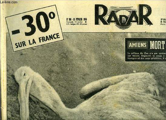 Radar n 366 - Amiens : mort de froid, Le plus grand froid du sicle, Ici le record de France, Le gouverneur embarque par l'chelle, On n'enlvera pas notre calvaire, Aux premires loges pour voir la reine, Jean Nohain : un sport bien de chez nous, Emules